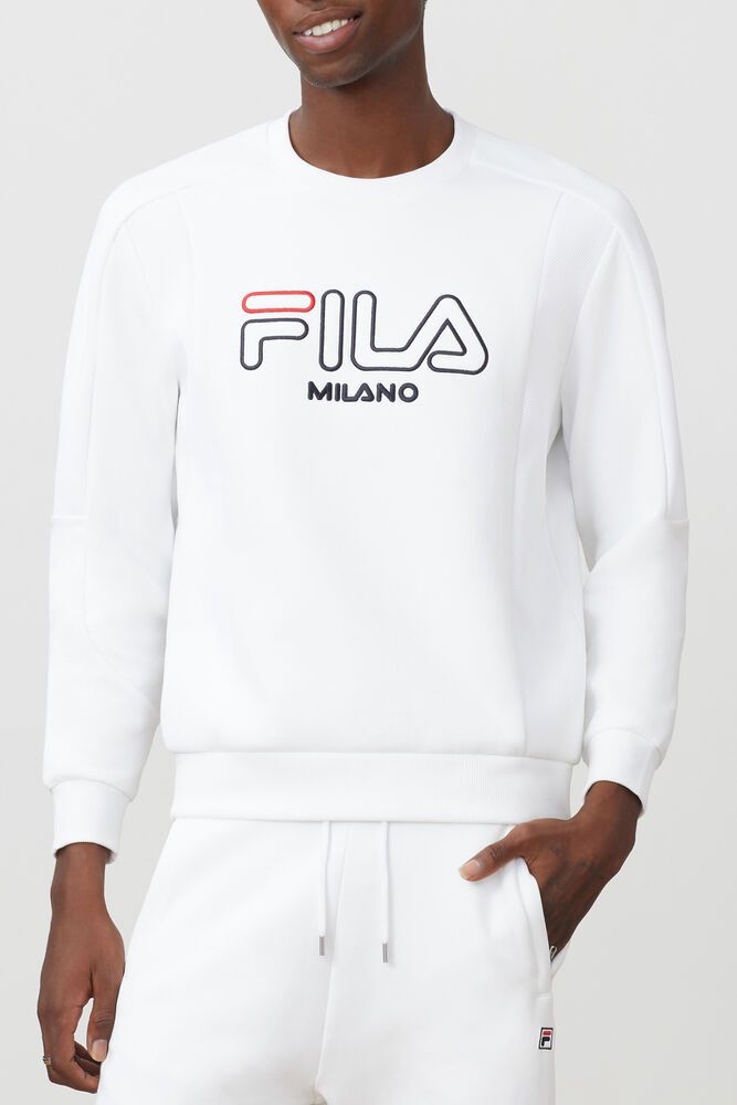 Fila Milano Neoprene Sweatshirt White - Mens - 06783JYMZ